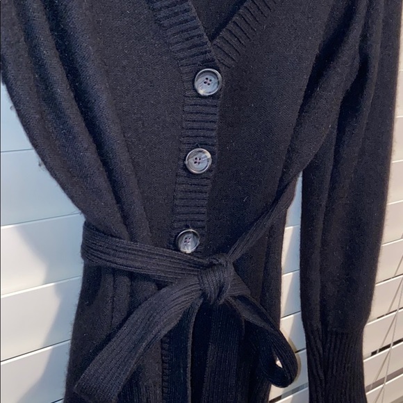Banana Republic black 4 button cardigan sweater with detached belt. - Picture 2 of 13